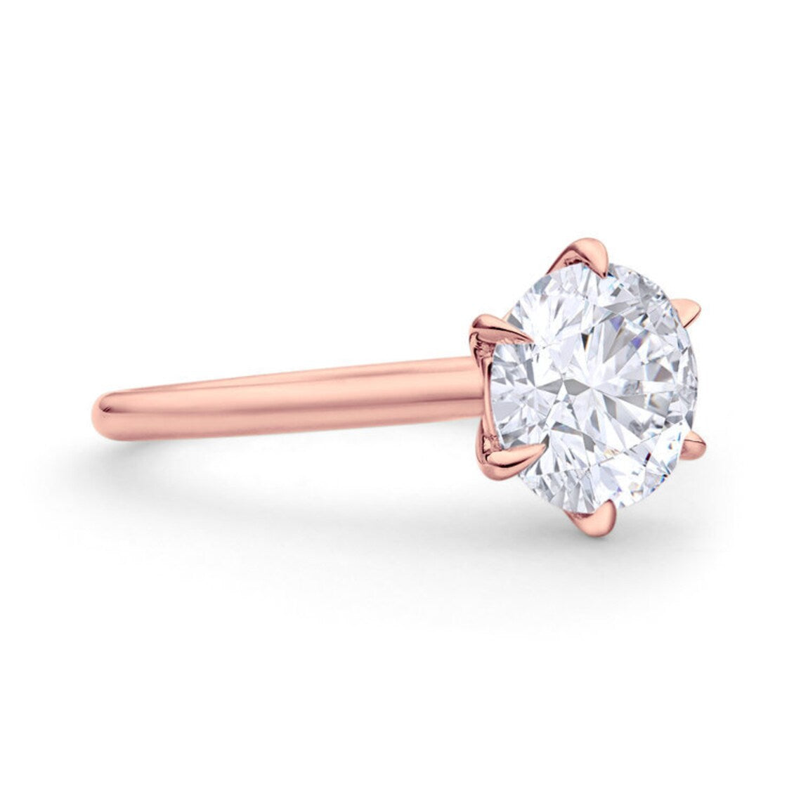 Solitaire Round Moissanite Engagement Ring