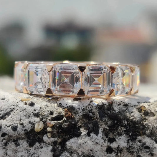 Asscher Cut Full Eternity Moissanite Wedding Band