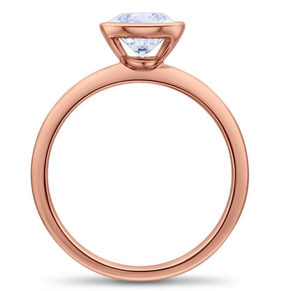 Solitaire Round Cut Moissanite Bezel Setting Diamond Engagement Ring