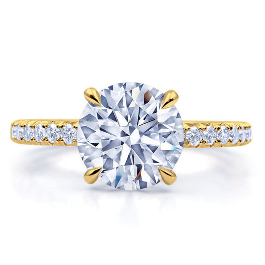 4 Prong Round Solitaire Moissanite Diamond Ring, Channel Setting Ring, Gold Ring For Her