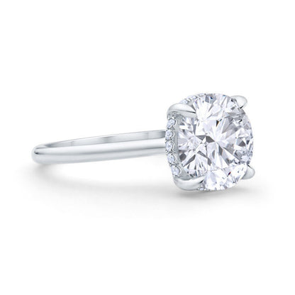 2.00 CT Round Moissanite Diamond Ring, Hidden Halo Solitaire Ring, prong ring