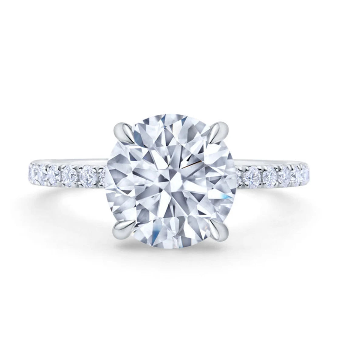 2.0 CT Round Brilliant Cut Moissanite Diamond Ring, Channel Setting Ring For Her