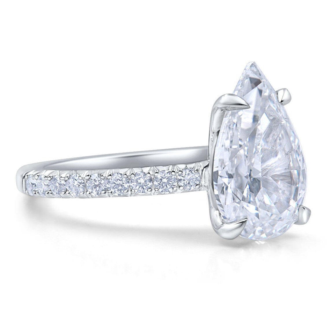 2.00 Carat Pear Cut Moissanite Diamond Engagement Ring