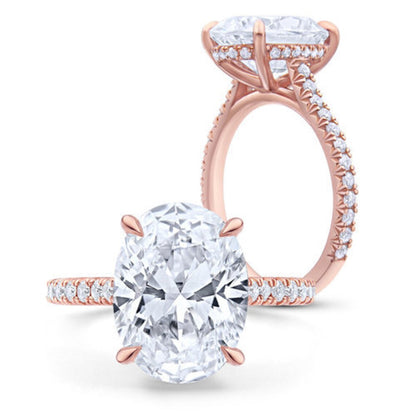 Ovel Half Eternity Moissanite Diamond Engagement Ring