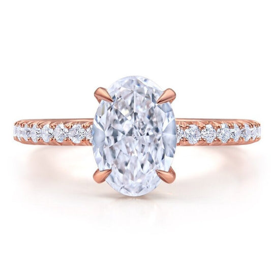 Solitaire Prong Oval Moissanite Diamond Engagement Ring