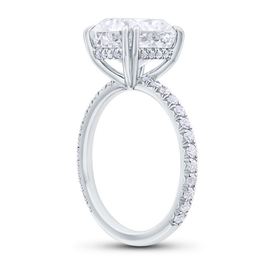 Cushion Cut Moissanite Hidden Halo Channel Setting Ring