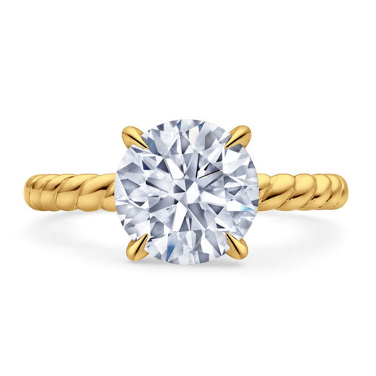 Rope Shape band Round Moissanite Engagement Ring