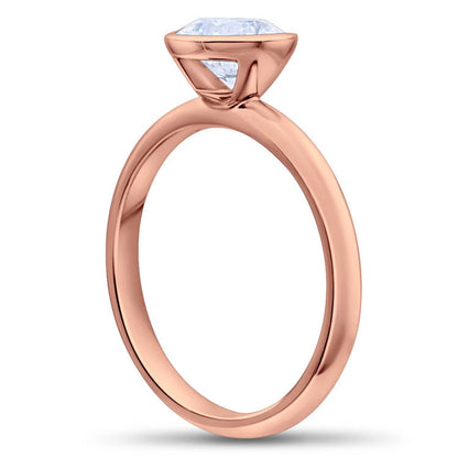 Solitaire Round Cut Moissanite Bezel Setting Diamond Engagement Ring