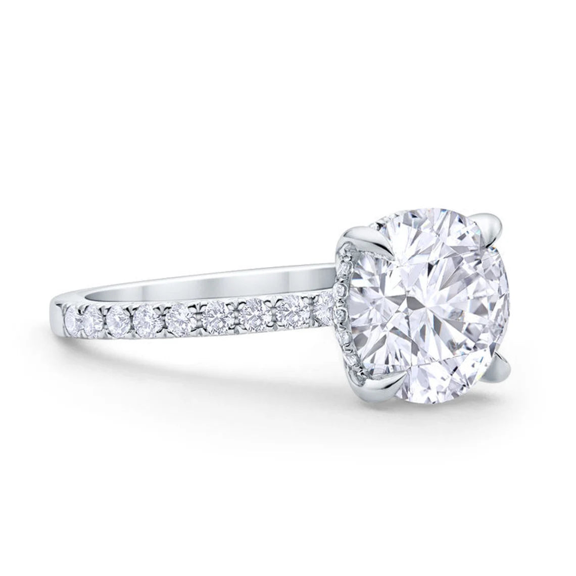 2.0 CT Round Brilliant Cut Moissanite Diamond Ring, Channel Setting Ring For Her