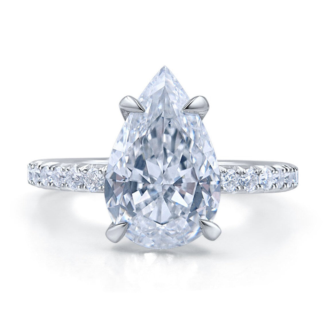 2.00 Carat Pear Cut Moissanite Diamond Engagement Ring