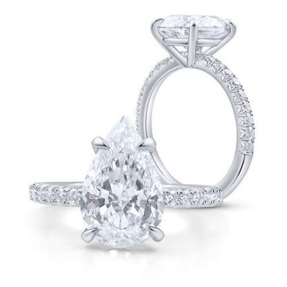 2.00 Carat Pear Cut Moissanite Diamond Engagement Ring