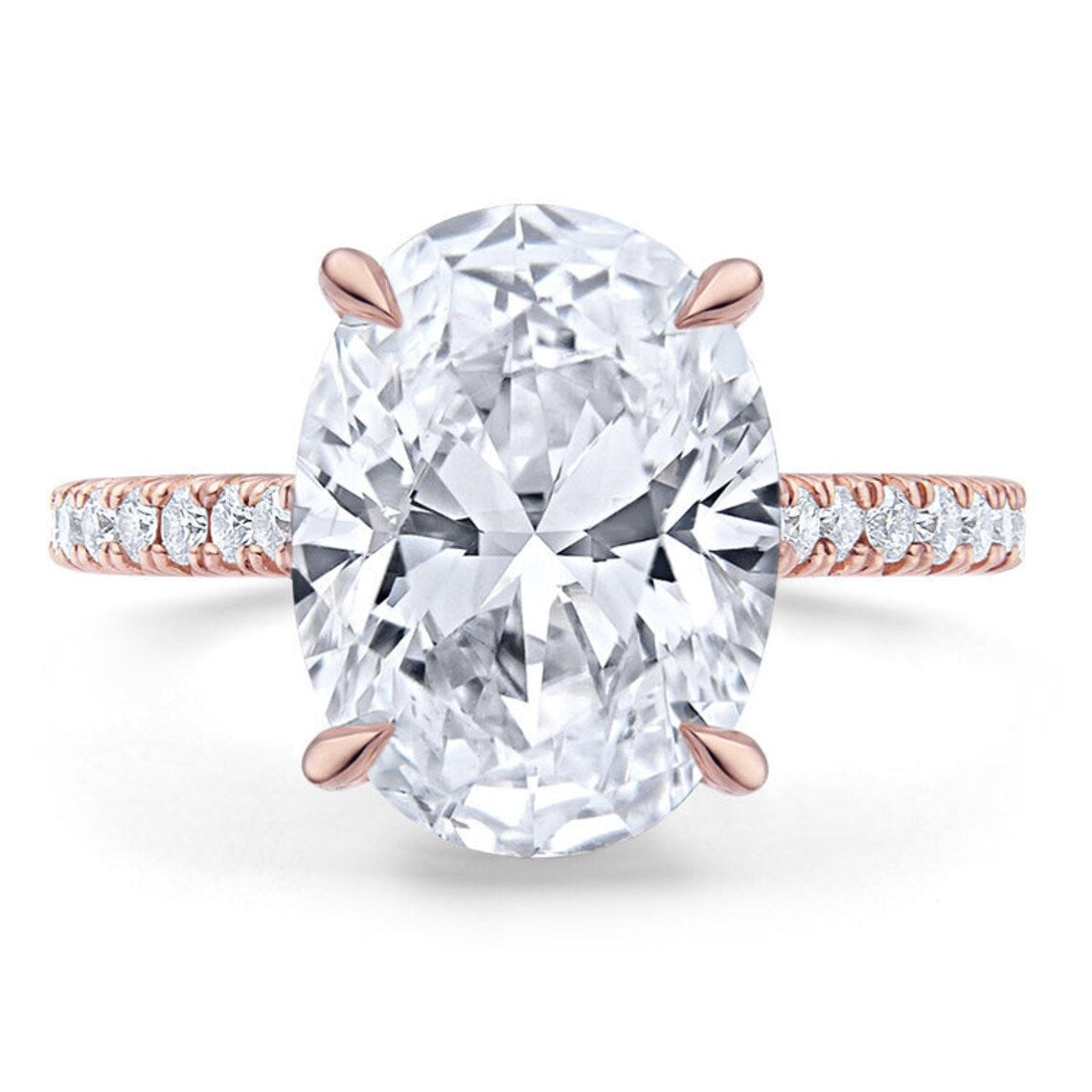 Ovel Half Eternity Moissanite Diamond Engagement Ring