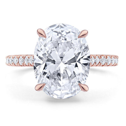 Ovel Half Eternity Moissanite Diamond Engagement Ring