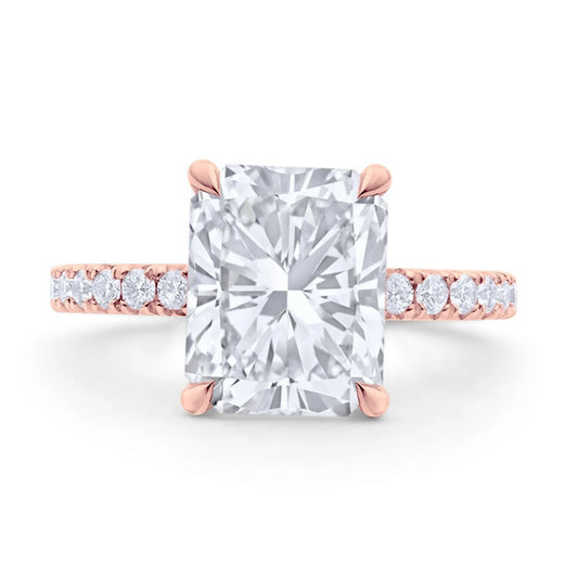 1.5 CT Radiant Cut Diamond Hidden Halo Engagement Ring, Channel Setting Ring