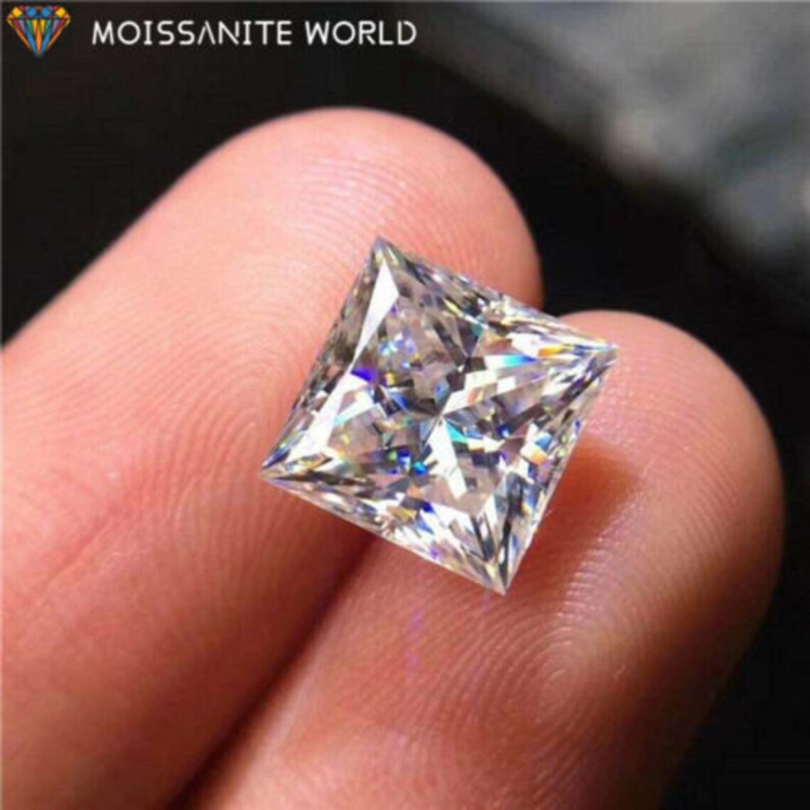 Princess Halo Moissanite Diamond Engagement Ring