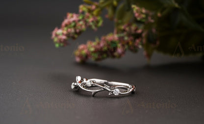 Moissanite Dainty Twig Wedding Band