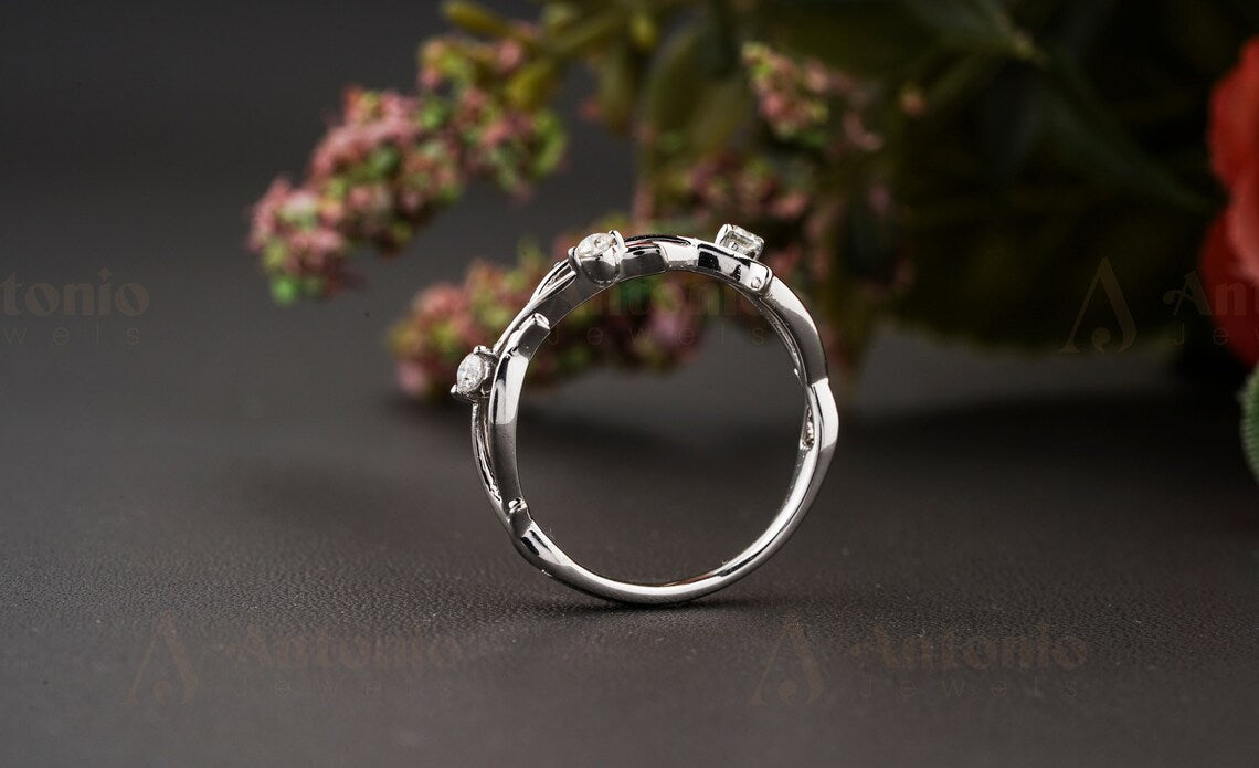 Moissanite Dainty Twig Wedding Band