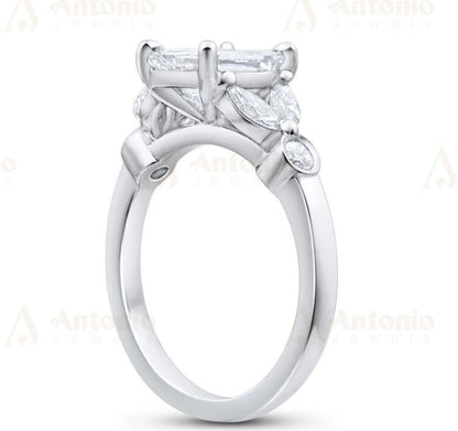 Vintage Emerald Cut Moissanite Anniversary Ring