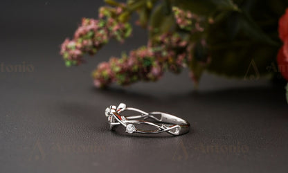 Moissanite Dainty Twig Wedding Band