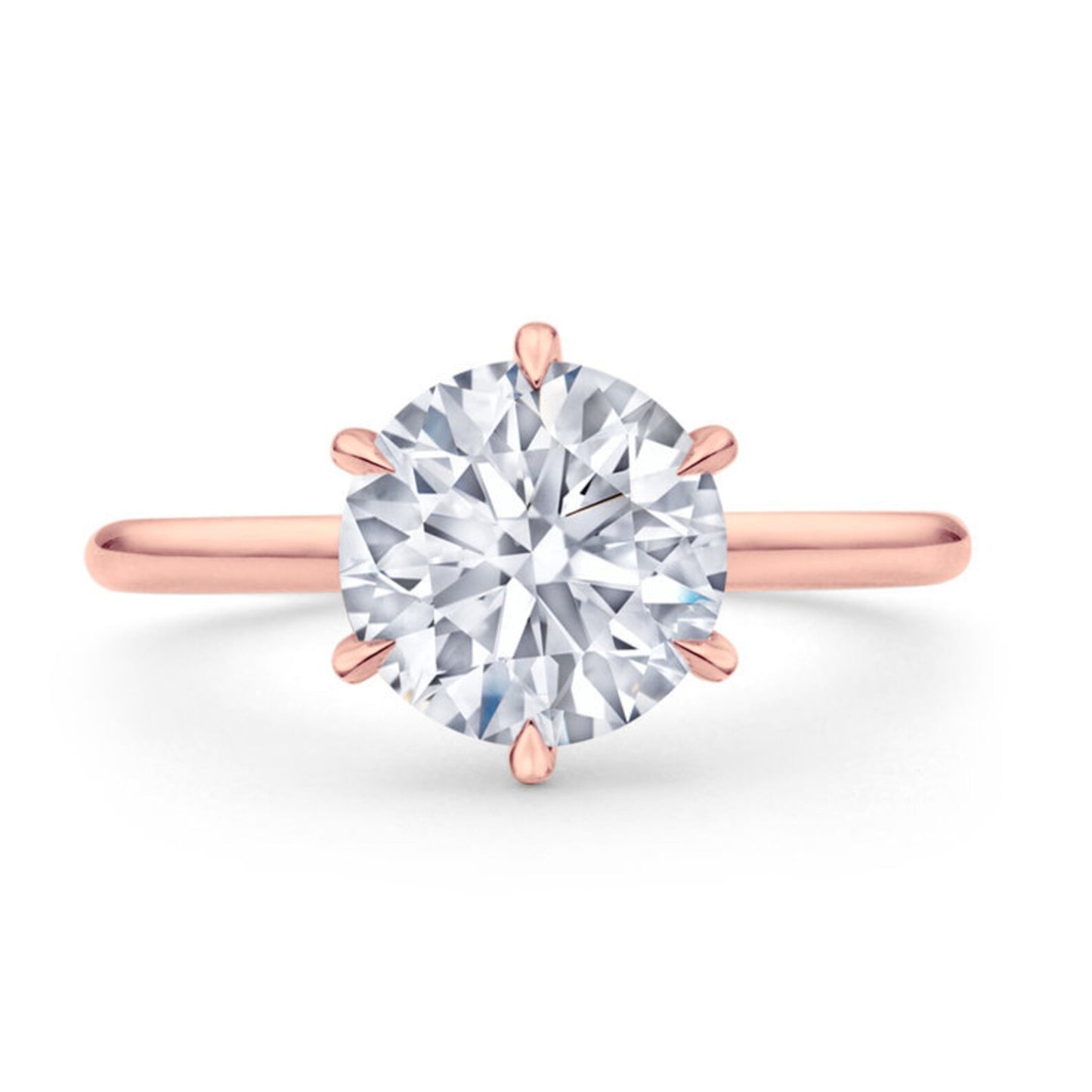 Solitaire Round Moissanite Engagement Ring