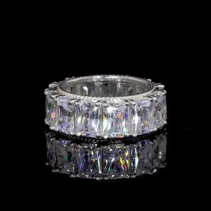 Emerald Cut Natural Moissanite Full Eternity Band