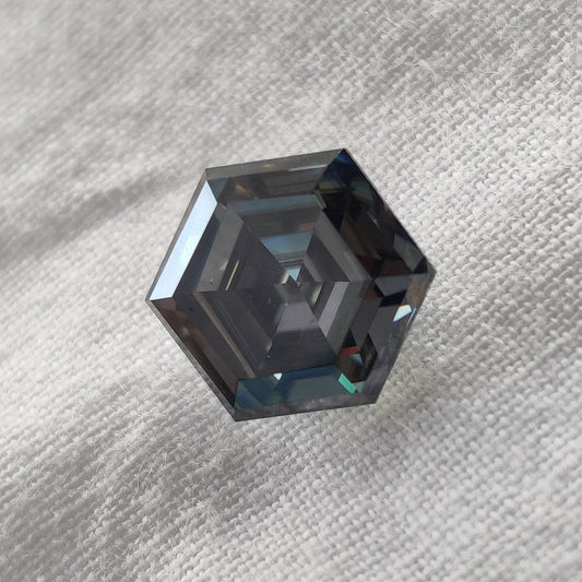 Gray Hexagon Cut VVS1 Moissanite Stone Loose Gemstone Synthetic Diamond,Loose Moissanite,Loose Gemstone,Grey moissanite