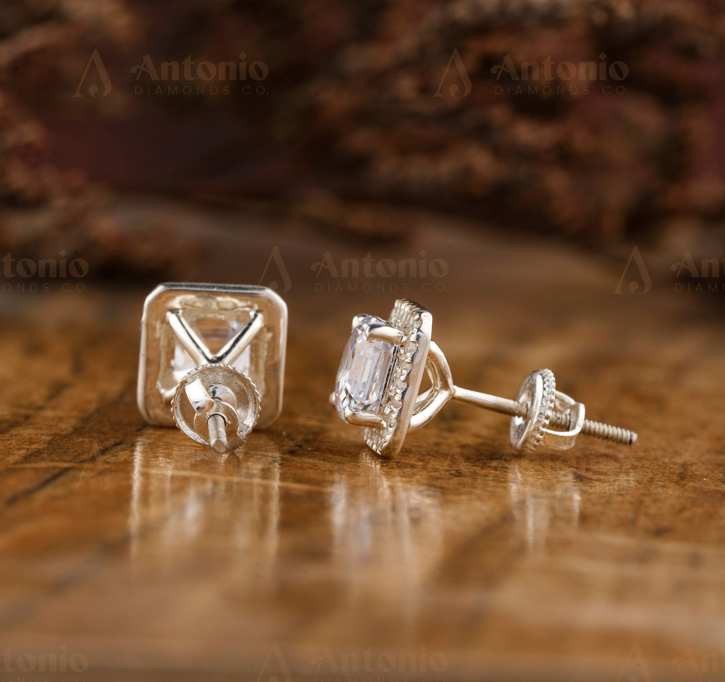 Asscher Lab Grown Diamond Stud Earrings