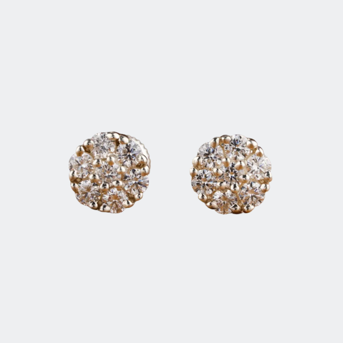 Dazzling Round Cluster Lab Grown Diamond Stud Earrings | Floral Design | Antonio Jewels