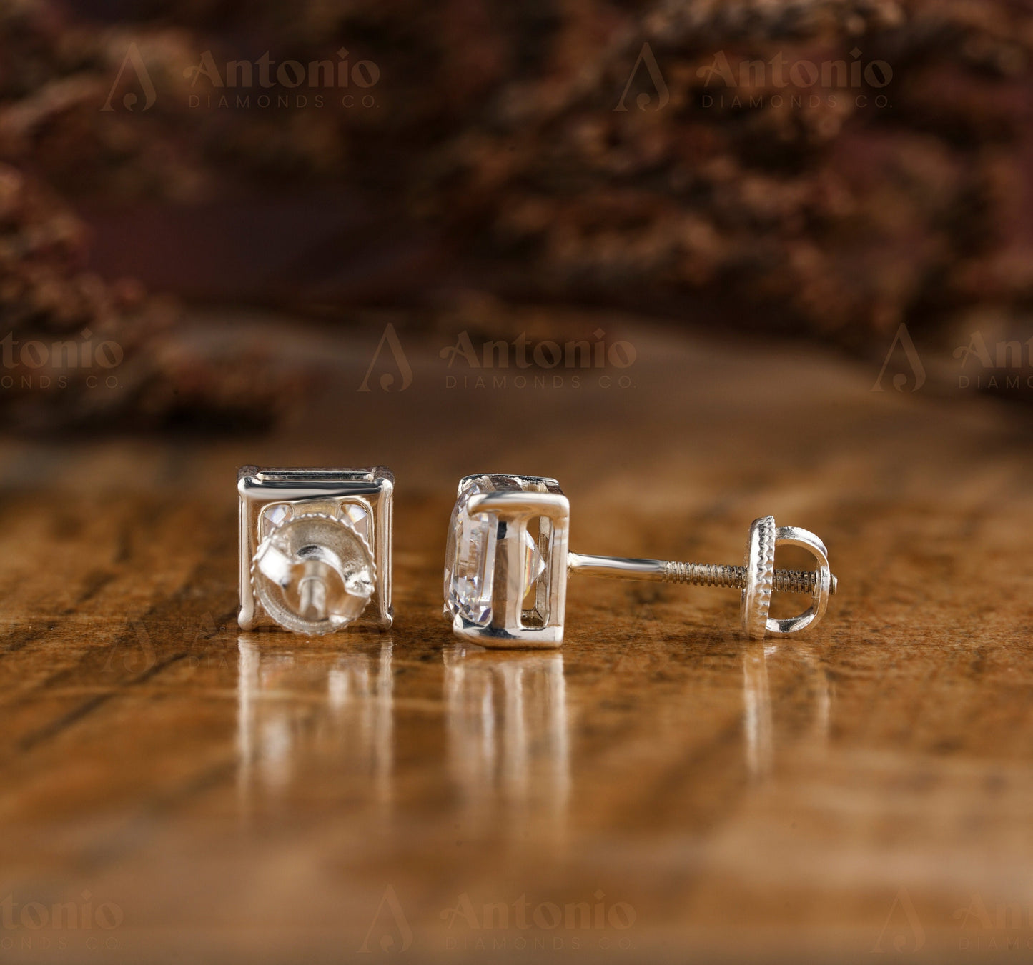 Asscher EF/VS Lab Created Diamond Stud Earrings