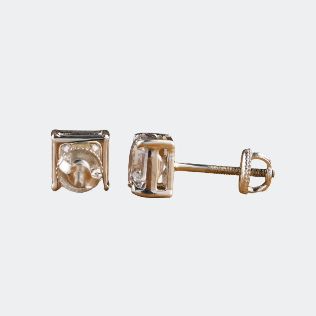 Asscher Cut Lab Grown Diamond Stud Earrings | 14K White Gold | Antonio Jewels