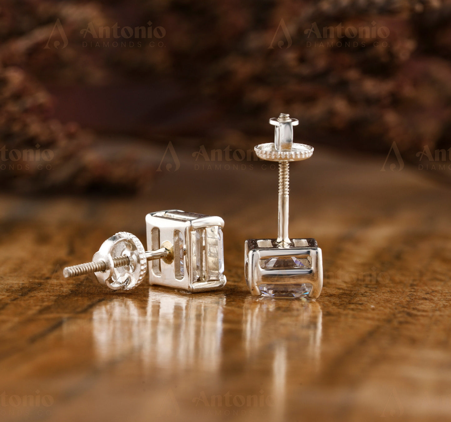 Asscher EF/VS Lab Created Diamond Stud Earrings