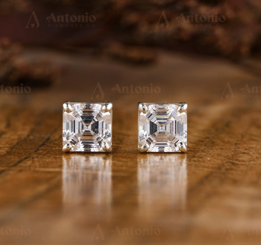 Asscher EF/VS Lab Created Diamond Stud Earrings