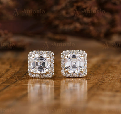 Asscher Lab Grown Diamond Stud Earrings