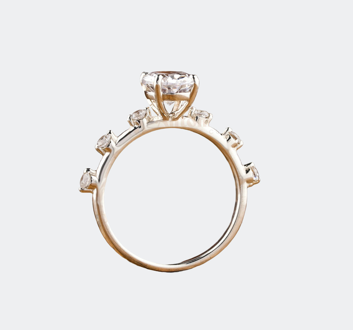 Oval Moissanite Engagement Ring with Diamond Accents | Antonio Jewels